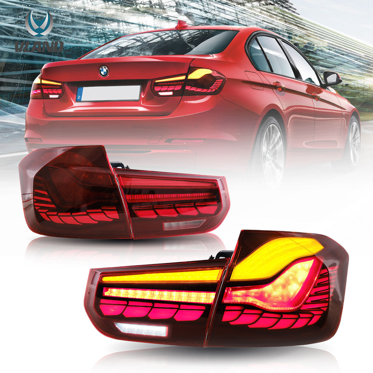 12-18 BMW 3-SERIES F30 F35 F80 6th Gen Sedan VLAND OLED Taillight With Sequential Turn Indicators