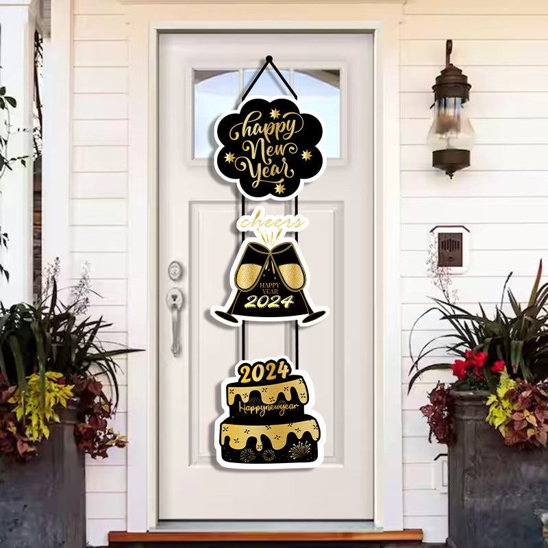 2024 New Year Party Decoration Door Hanging New Year's Eve Party Decoration Atmosphere Arrangement Pendant