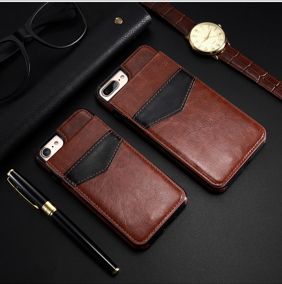Compatible With Apple, Retro Leather Wallet Case For 8 7 6S 6 Plus Card Slot Holder Phone Cases