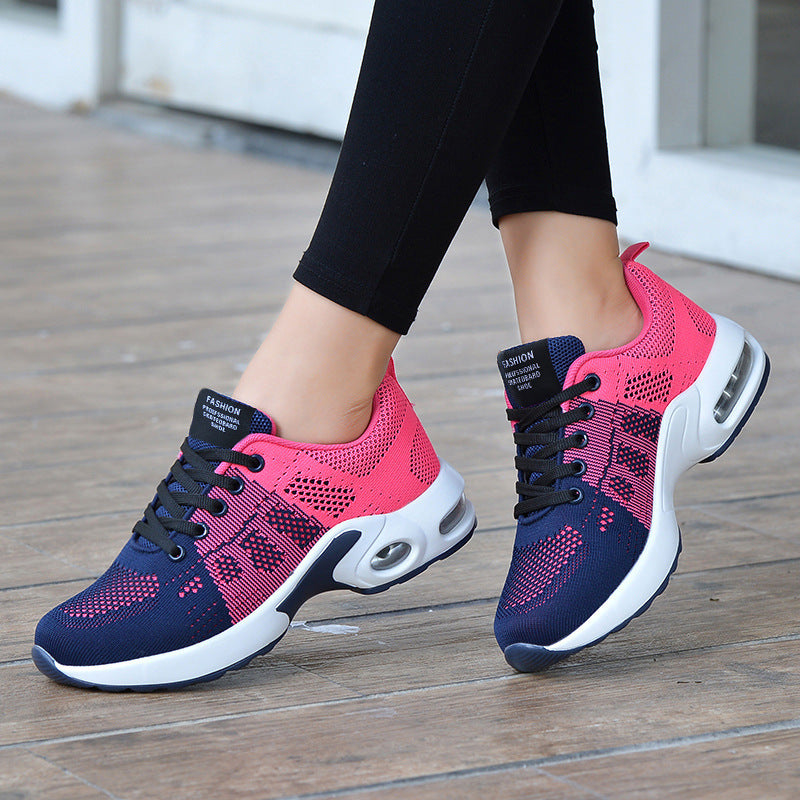 Flying woven breathable air cushion sneakers