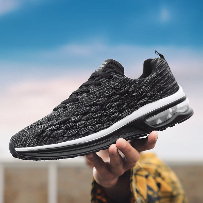 Air Cushion Flying Woven Casual Lace-Up Running Sneakers