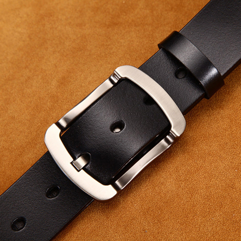 Leather Cowskin Vintage Jean Belt Pin Buckle Simple Men's Belt Wide