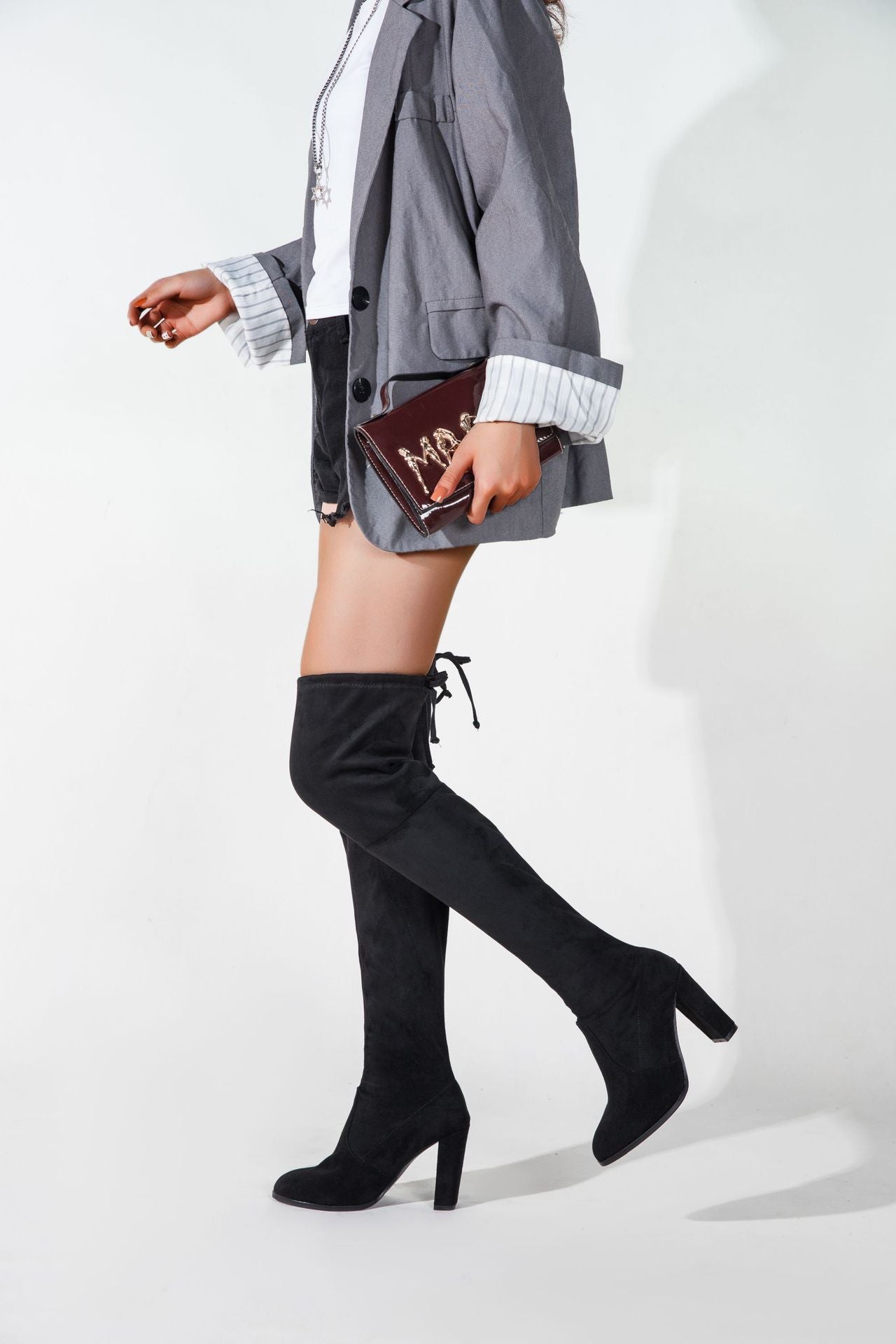 Autumn And Winter Black Over-The-Knee Boots Pointed Suede Women High-Top Fashion Boots Boots Women
