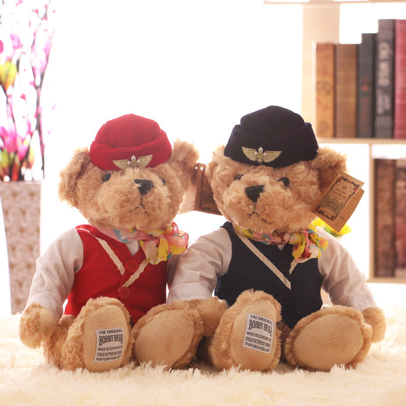 Teddy Bear Doll Stewardess Bear Plush Toy Uniform Bear Doll