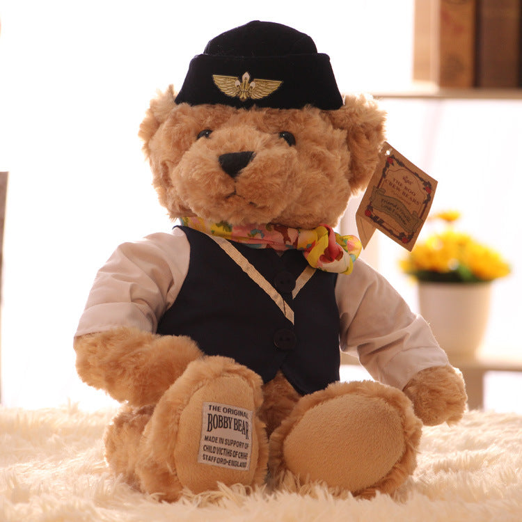 Teddy Bear Doll Stewardess Bear Plush Toy Uniform Bear Doll