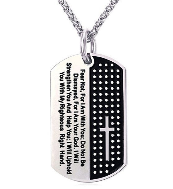 Stainless Steel Chain Black Bible Christian Jewelry