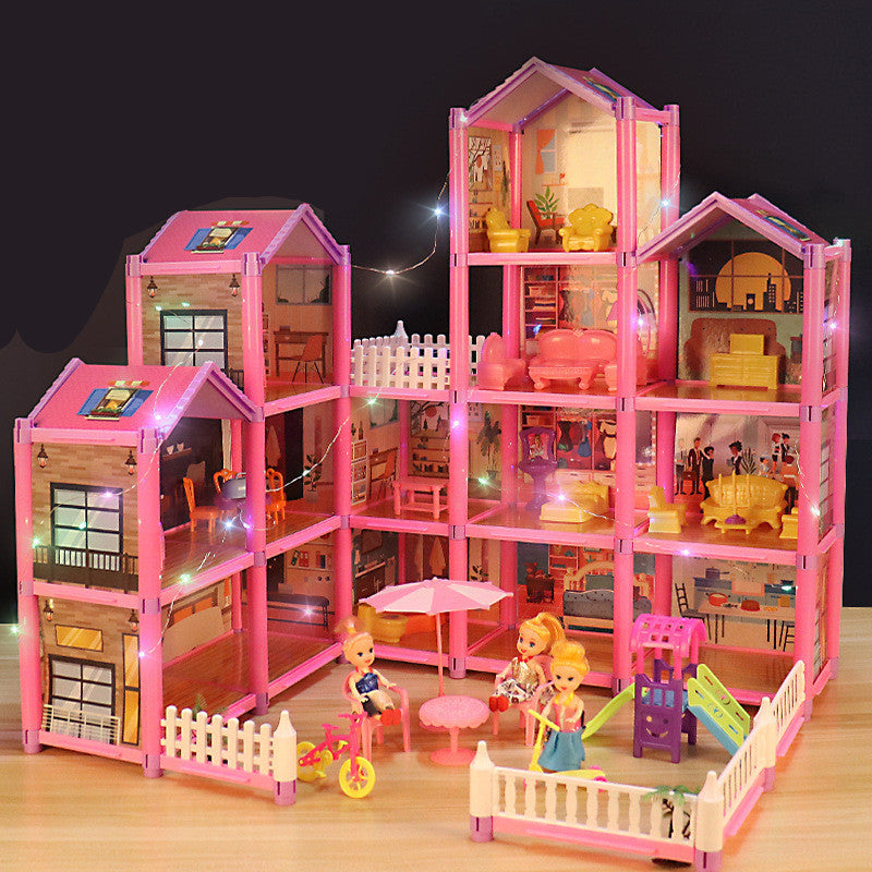 Toy Girl Princess Castle Villa Hut Children Play House Toy Girl Simulation Room Doll House Gift