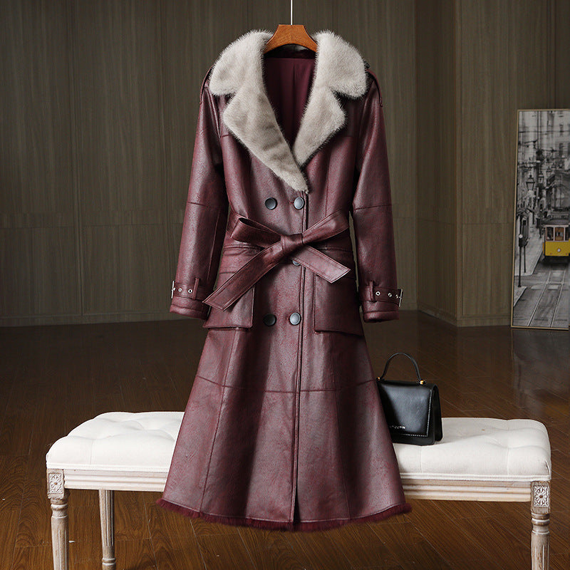 Rabbit Fur All-in-one Women's Fur Jacket Suit Collar