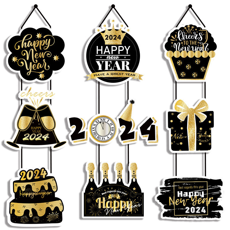 2024 New Year Party Decoration Door Hanging New Year's Eve Party Decoration Atmosphere Arrangement Pendant