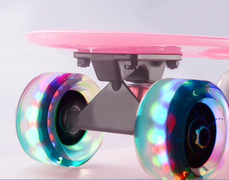 Plastic Four-wheel Fish Skateboard Flashing Wheel Road Single Curved Skateboard