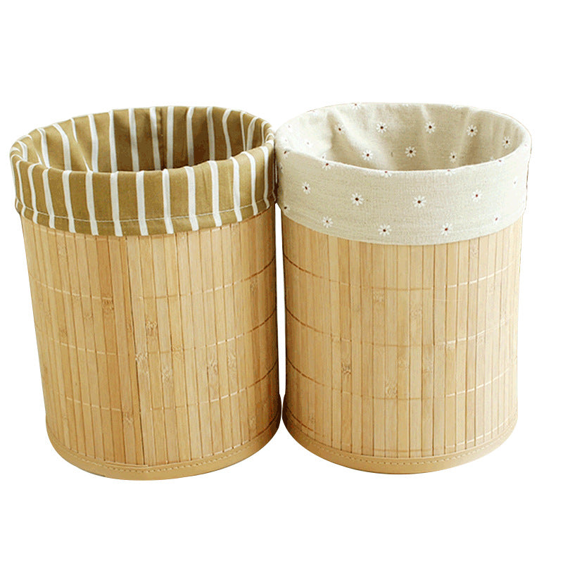 Bamboo folding trash can