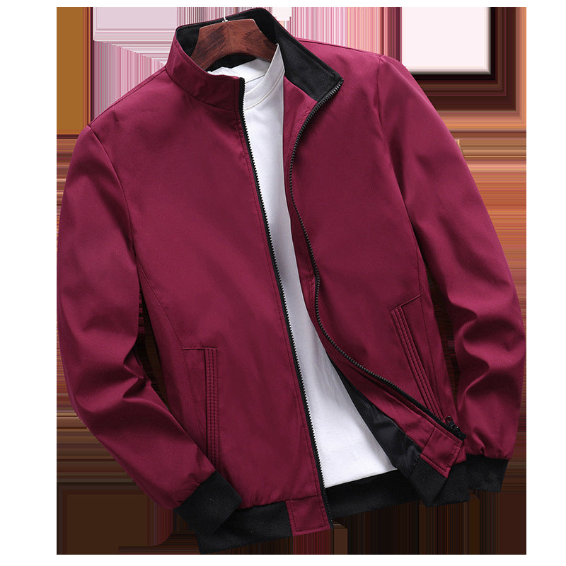 Casual Solid Color Red Jacket Men's Teen Tops