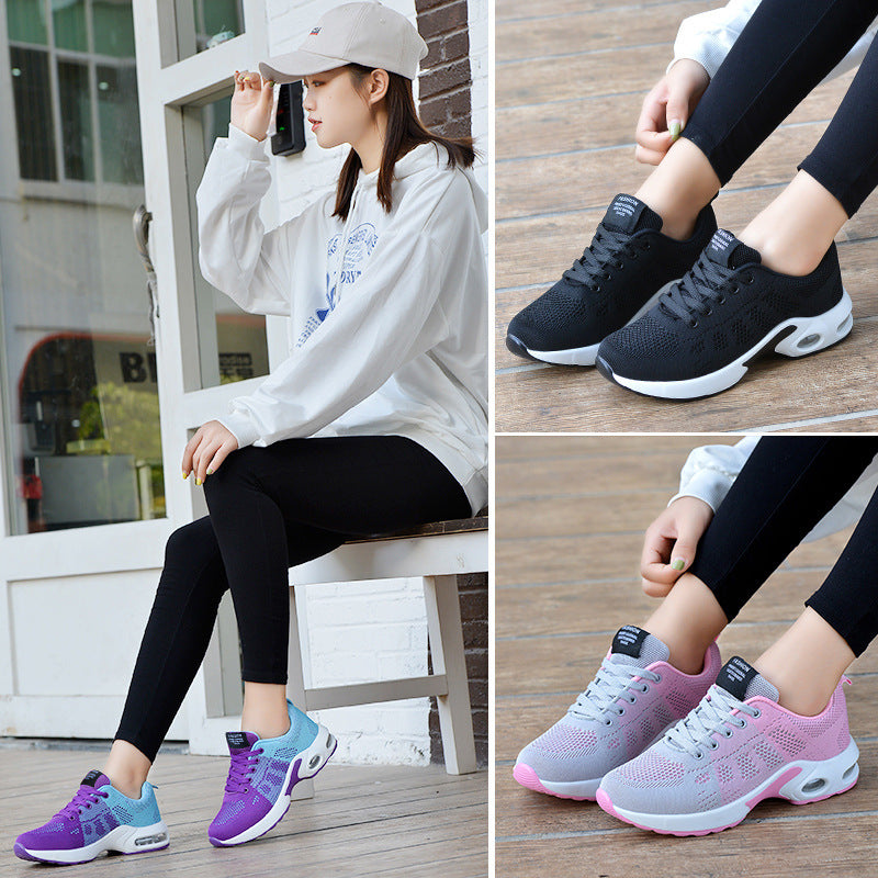 Flying woven breathable air cushion sneakers