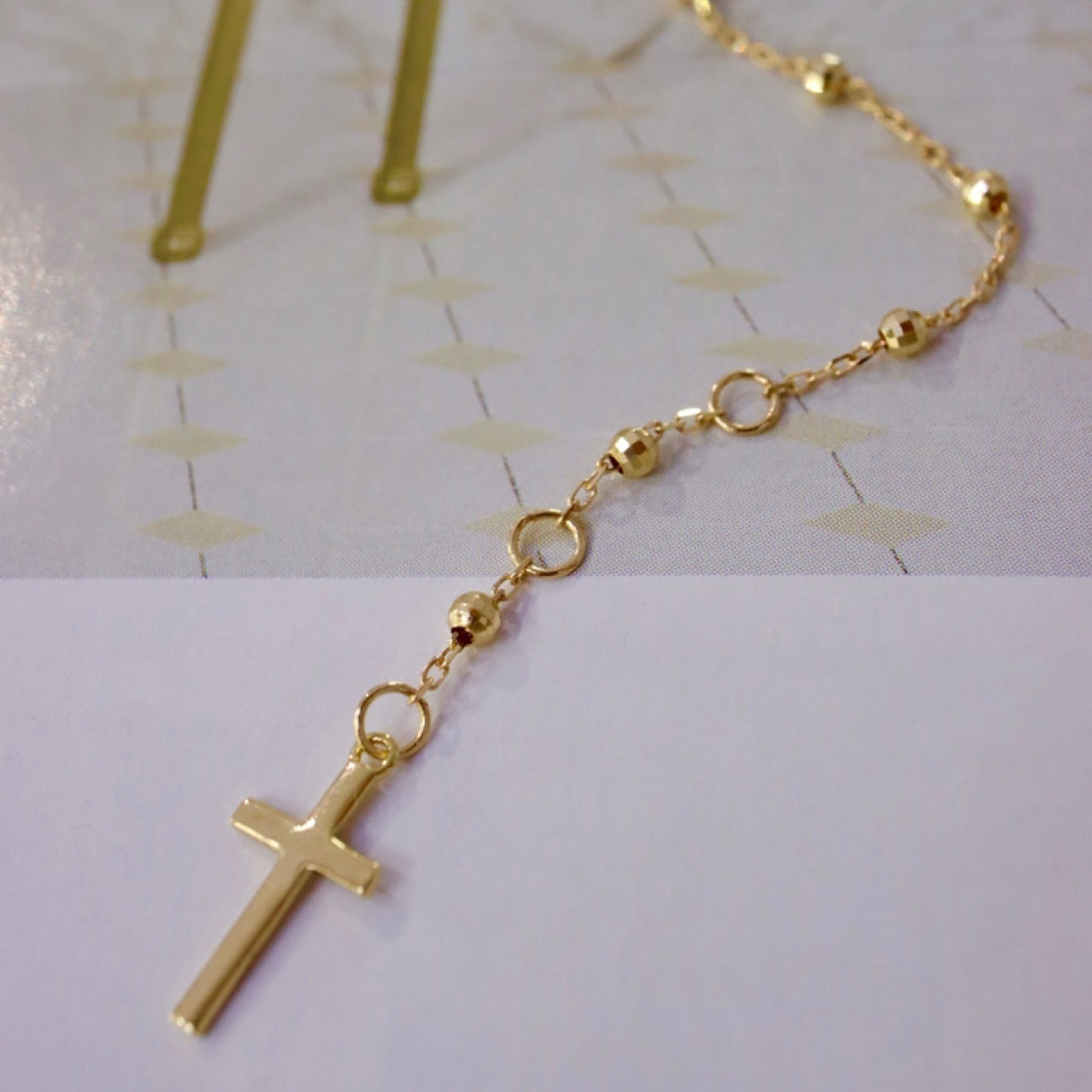 Vintage Cross 18K Gold Necklace Bracelet