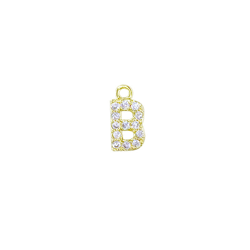 26 Mini English Small Letter Pendants 18K Real Gold Micro-inlaid Copper Jewelry DIY Jewelry Accessories