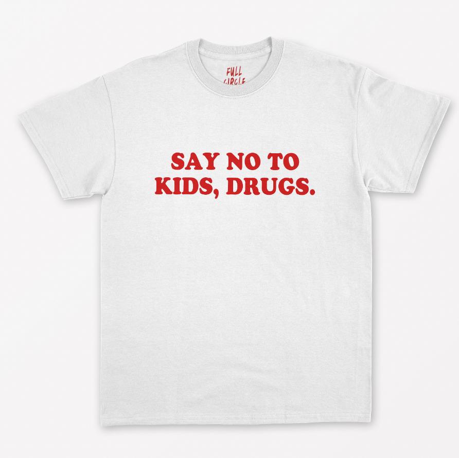 Say No To Children Drugs Red Letters Women's T-shirt Cotton Linen And Linen