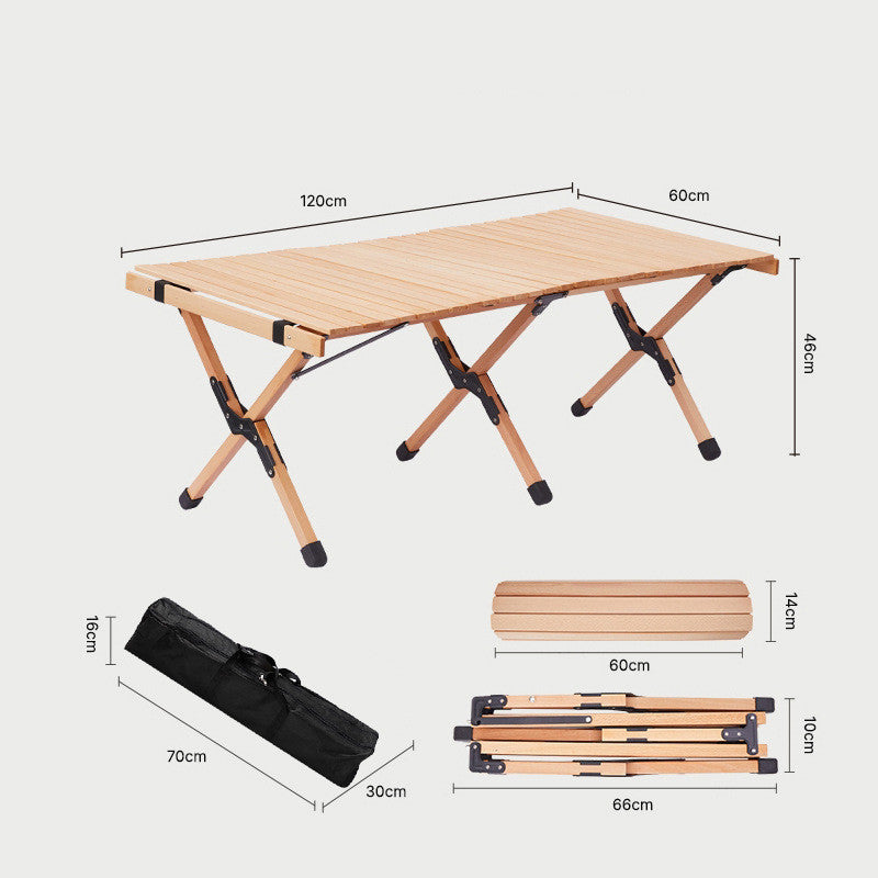 Outdoor Solid Wood Beech Table Camping Folding Table