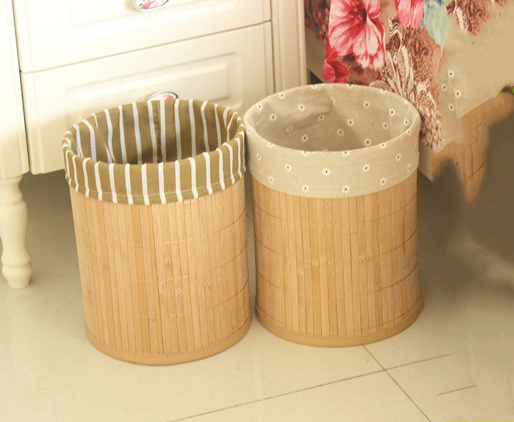 Bamboo folding trash can