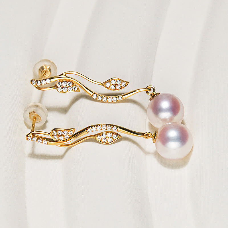 Seawater 18K Gold Pearl Earrings Are Simple And Fashionable