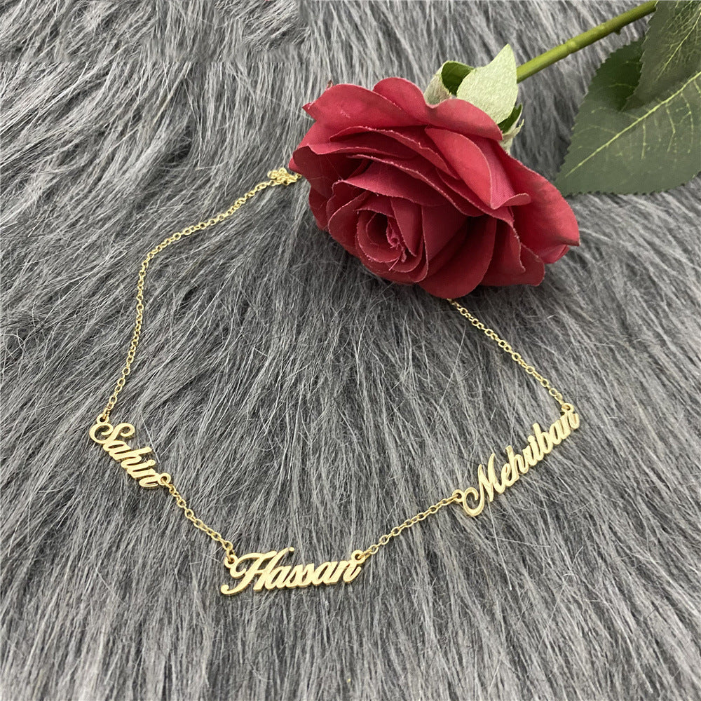 Personalized Multiple Name Nameplate Pendant Necklace