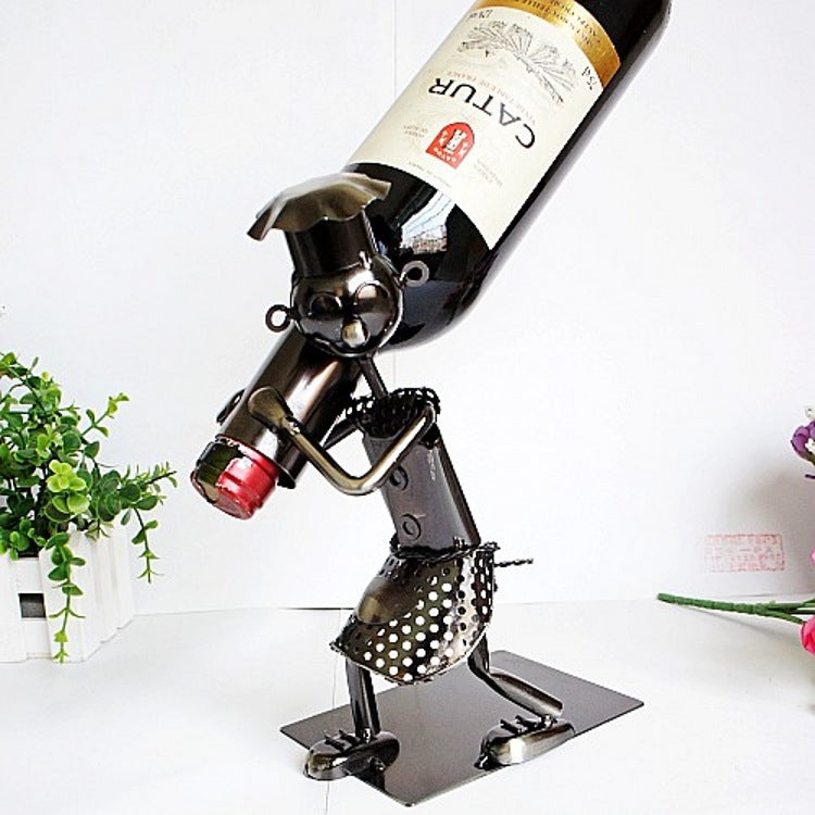 Creative Back Wine Rack Collectible Ornaments Iron