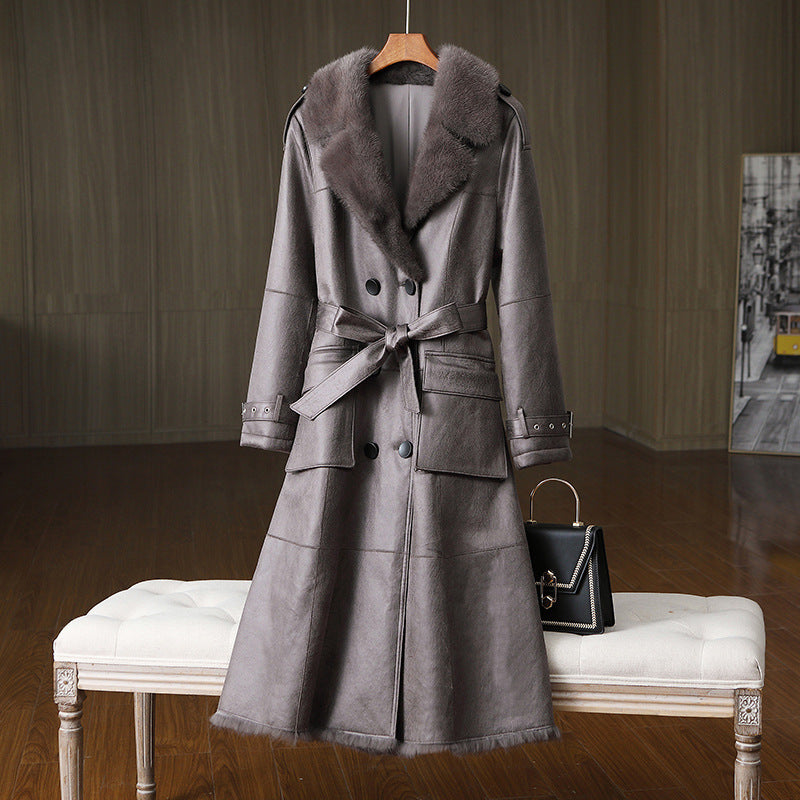Rabbit Fur All-in-one Women's Fur Jacket Suit Collar