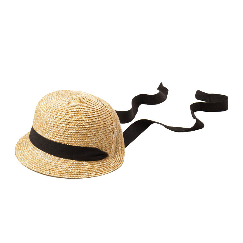 French Court Style Children's Hand-knitted Straw Hat