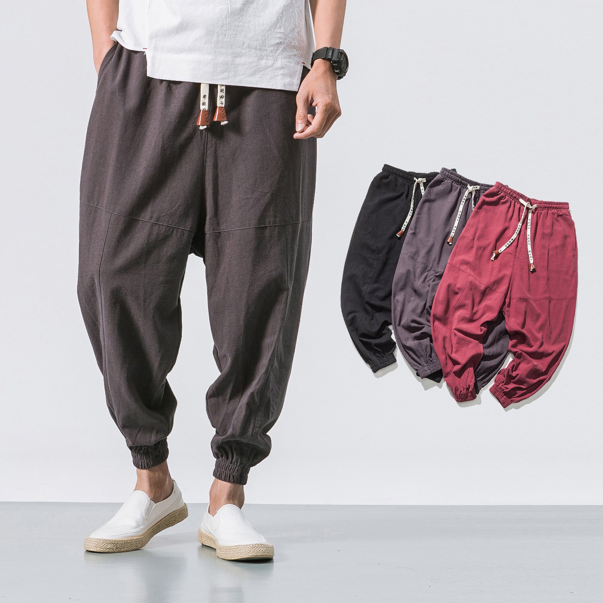 Mens Hip Hop Streetwear Gym Joggers Pants Drawstring Elastic Pockets Tapered Sweatpants