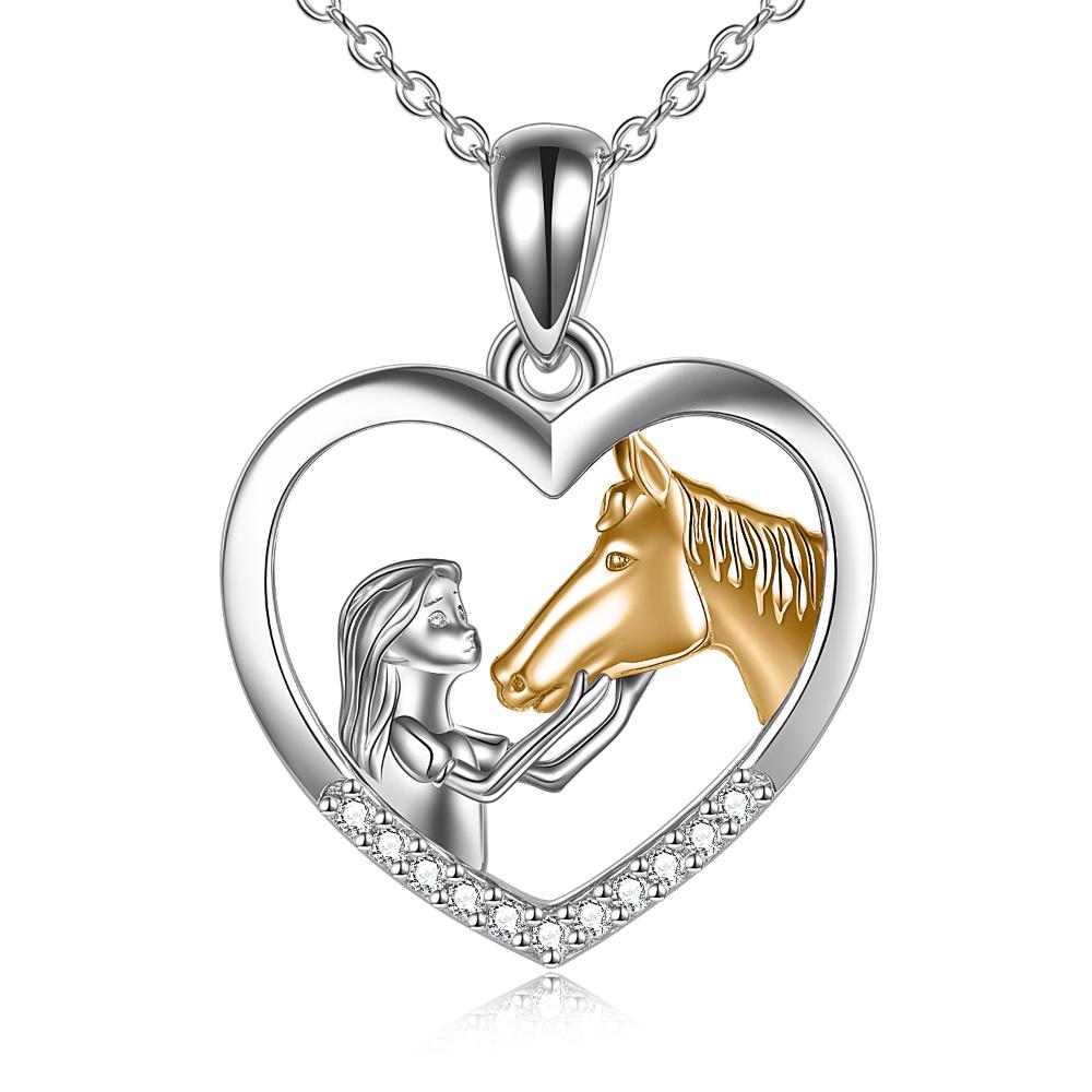 Horse Pendant Necklace Sterling Silver Girls with Horse Gift For Women Girls (Rose Gold Horse Necklace)
