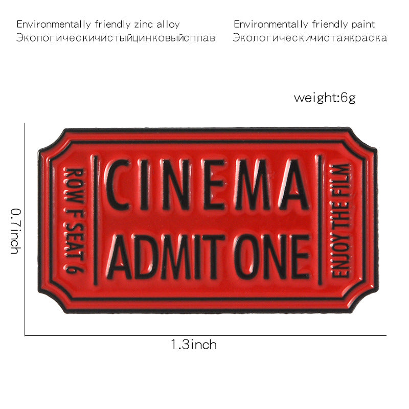 Movie ticket brooch