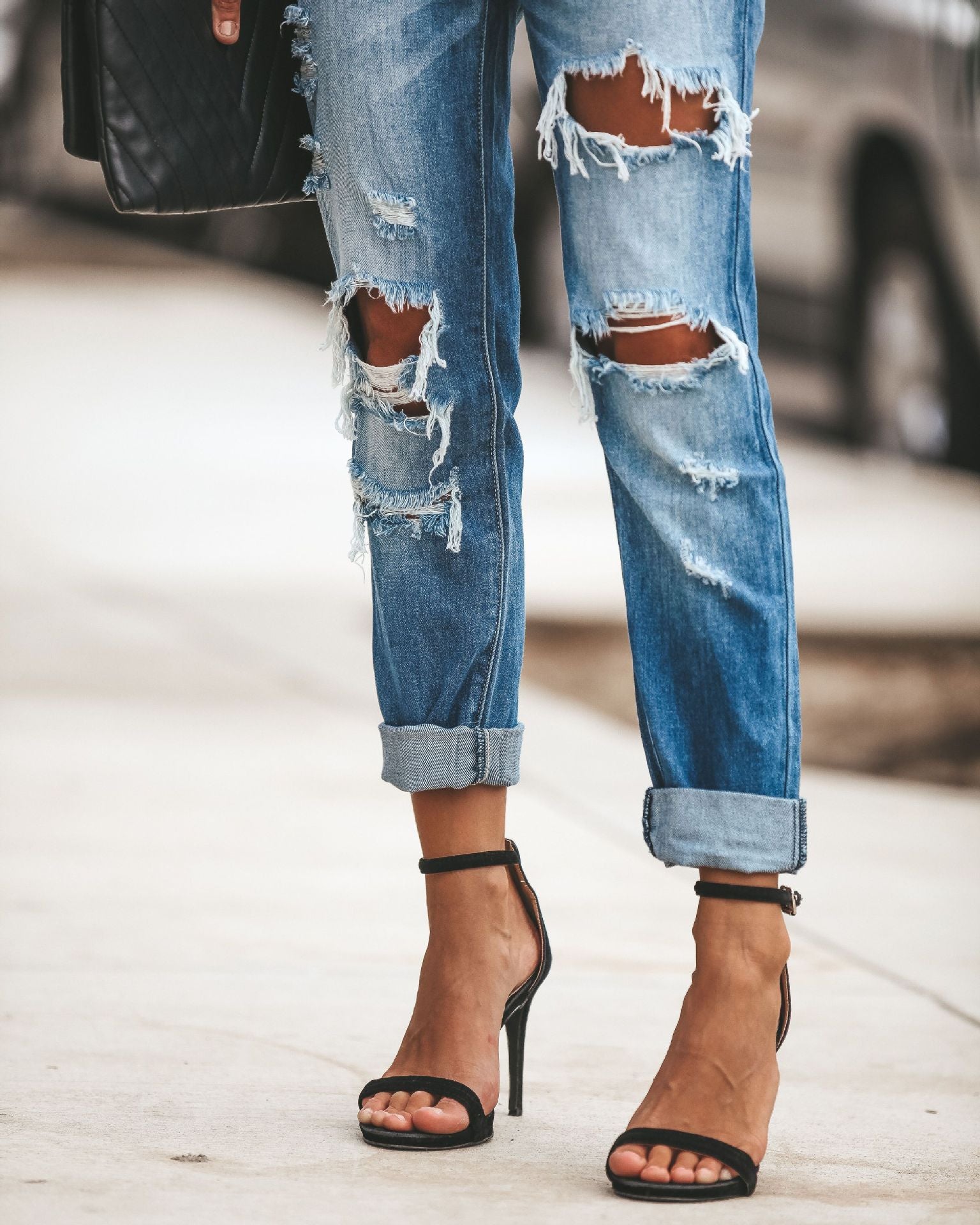 Large ripped jeans