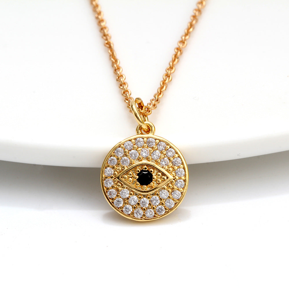Simple Zircon Round Devil's Eye Pendant Necklace