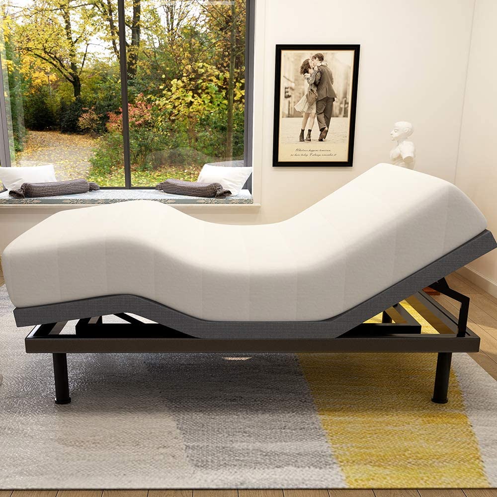 Adjustable Bed Base Frame Smart Electric Beds Foundation ,Twin XL, Gray