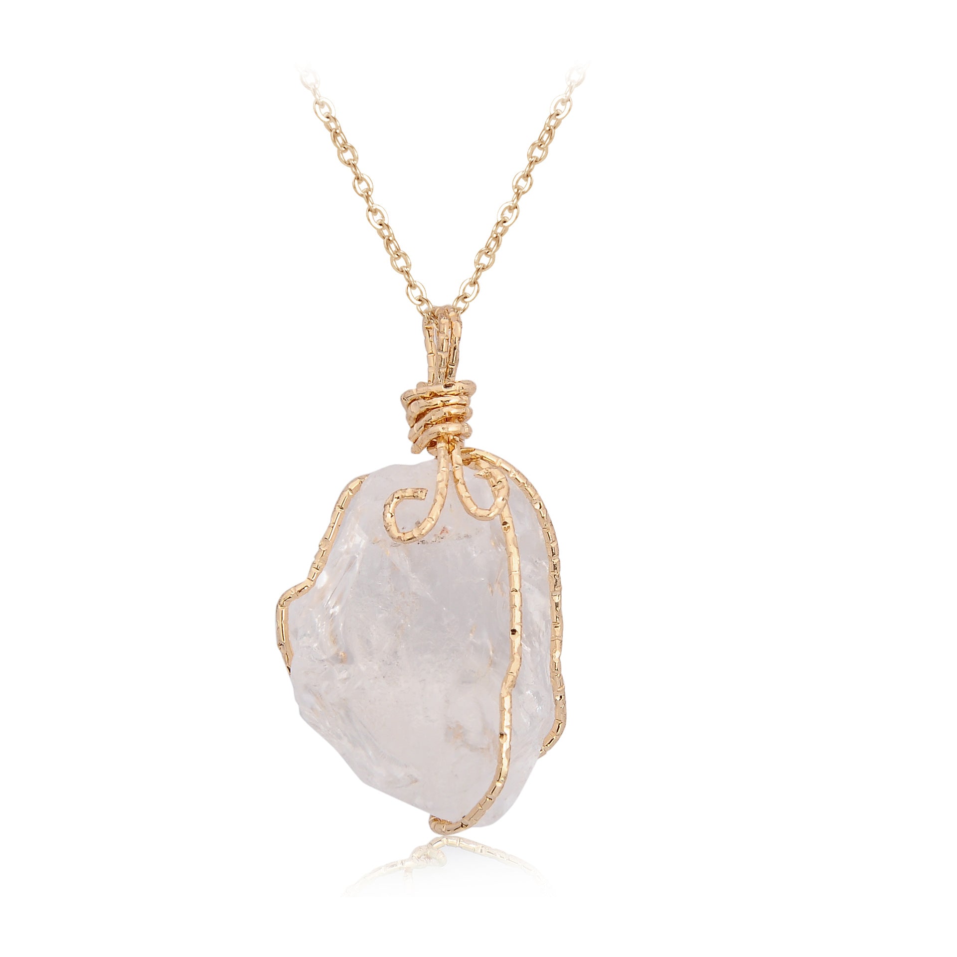 Natural stone pendant irregular crystal rough necklace