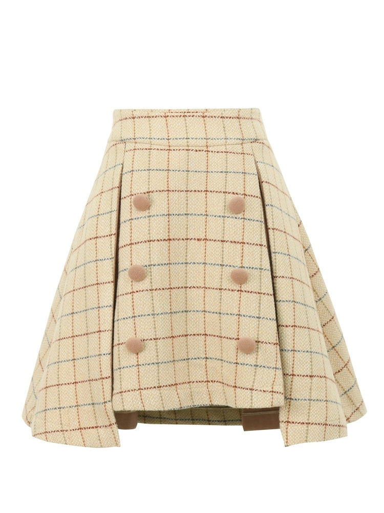 Woolen skirt plaid skirt