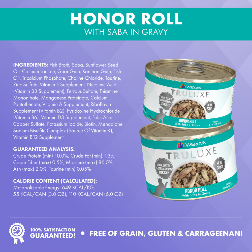 Weruva TRULUXE Honor Roll with Saba in Gravy Canned Cat Food
