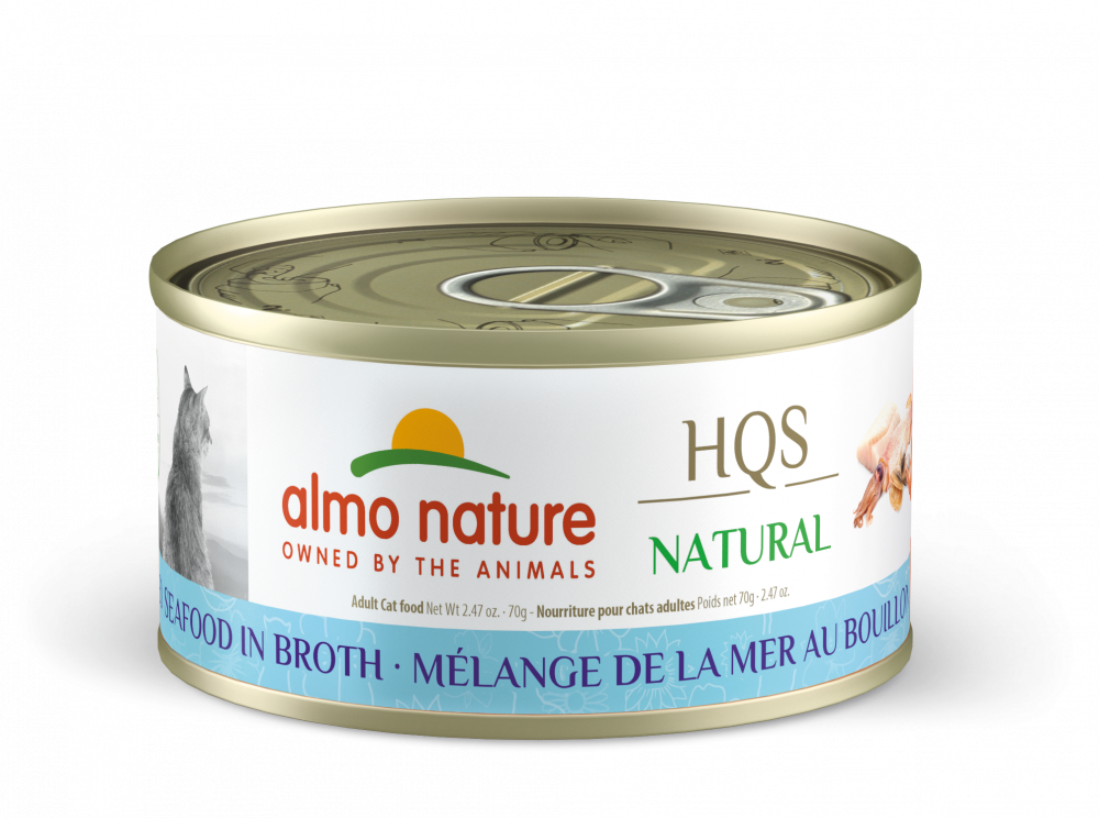 Almo Nature HQS Natural Cat Grain Free Mixed Seafood In Broth Canned Cat Food