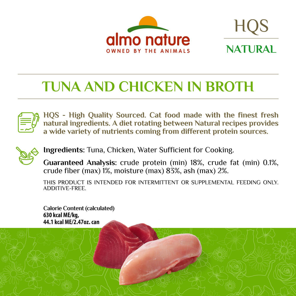 Almo Nature HQS Natural Cat Grain Free Tuna and Chicken In Broth Canned Cat Food