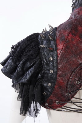 Leather Stitching Rock And Roll Visual Shawl Coat