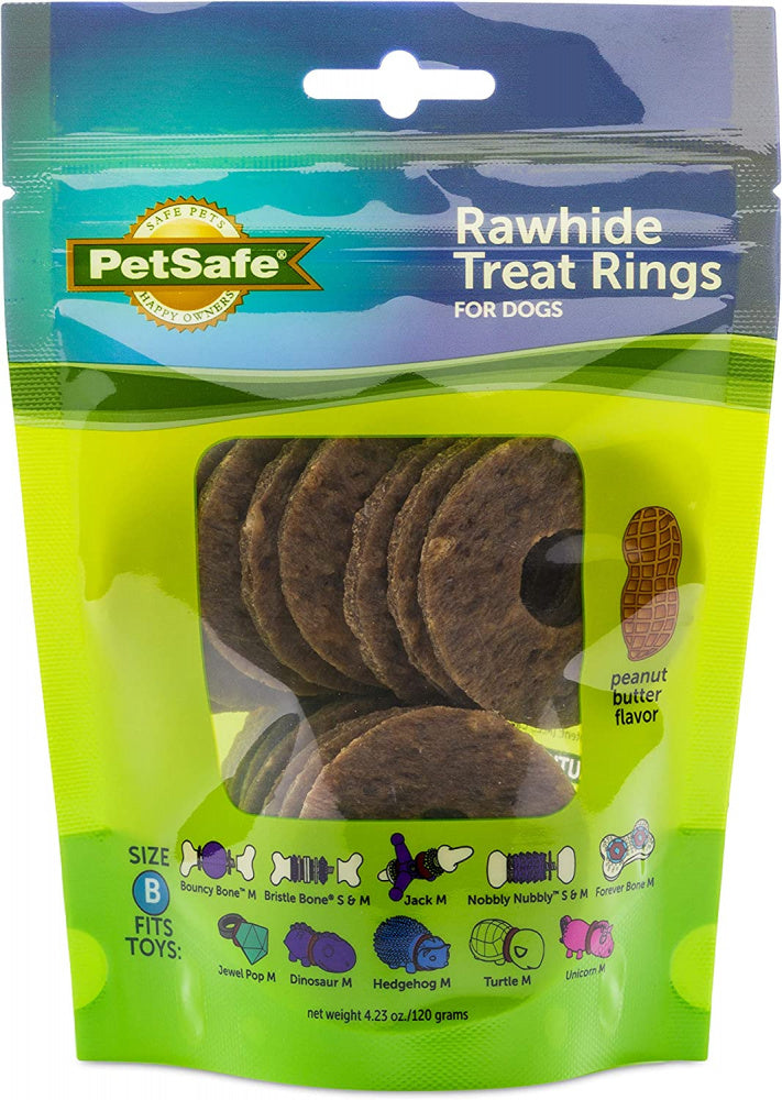 PetSafe Busy Buddy Natural Rawhide Peanut Butter Ring Treats Dog Toy Refill