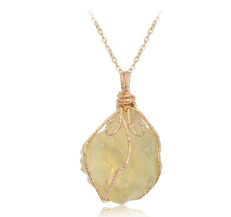 Natural stone pendant irregular crystal rough necklace