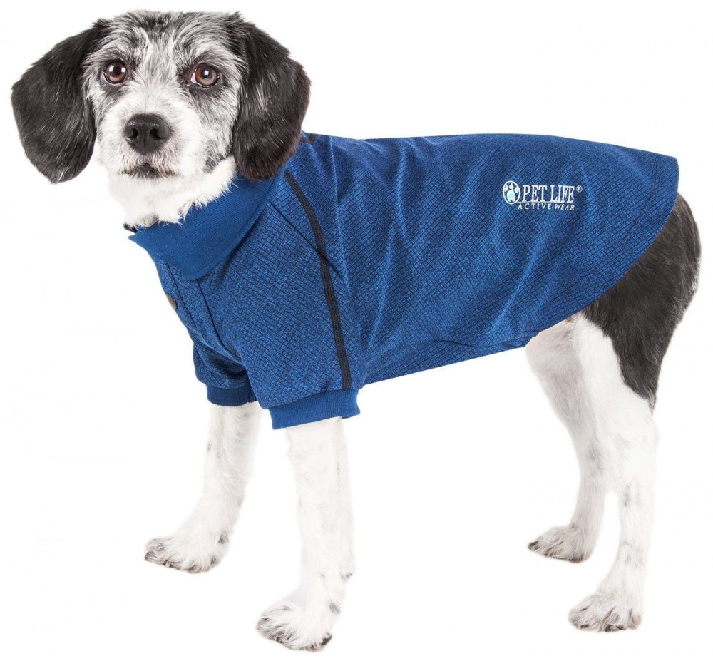 Pet Life Active Relax Stretch Fur Flexed Navy Polo Dog T-Shirt