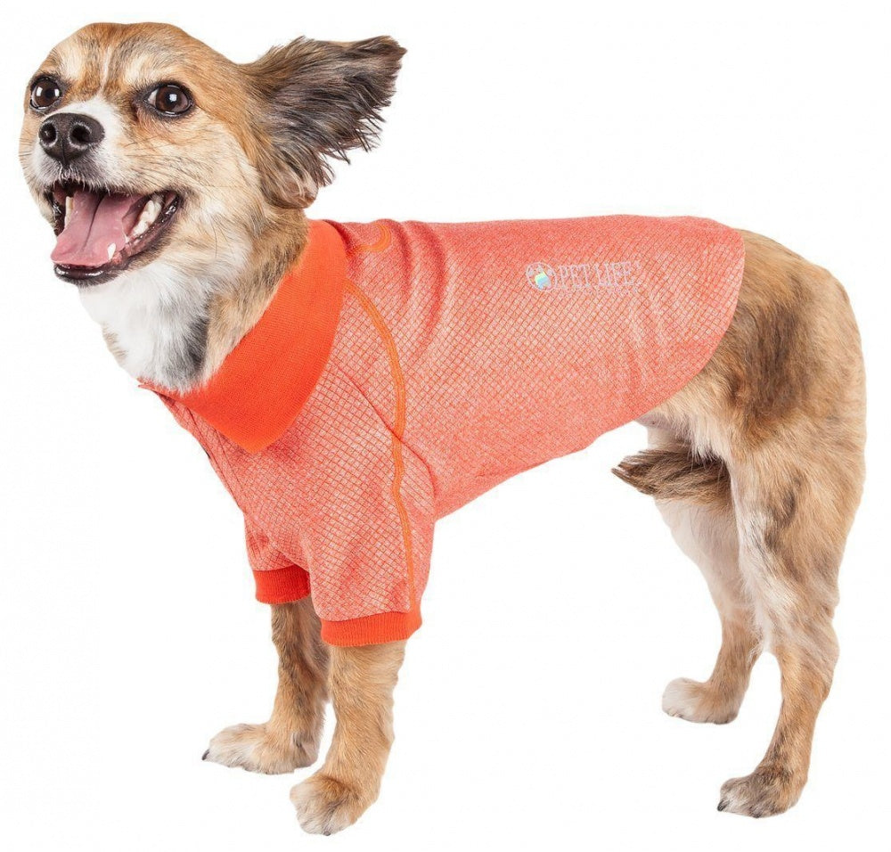 Pet Life Active Relax Stretch Fur Flexed Orange Polo Dog T-Shirt