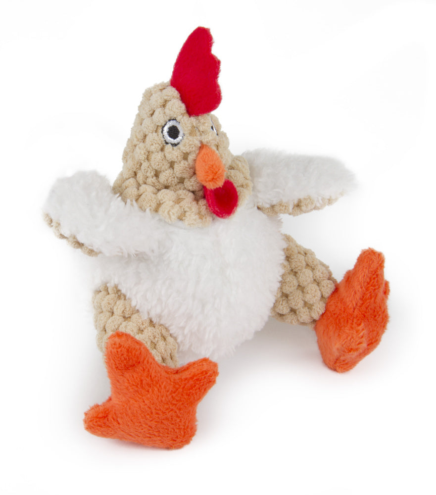 Go Dog Checkers Fat White Rooster with Chew Guard Technology Durable Plush Squeaker Dog Toy Mini Just for Me