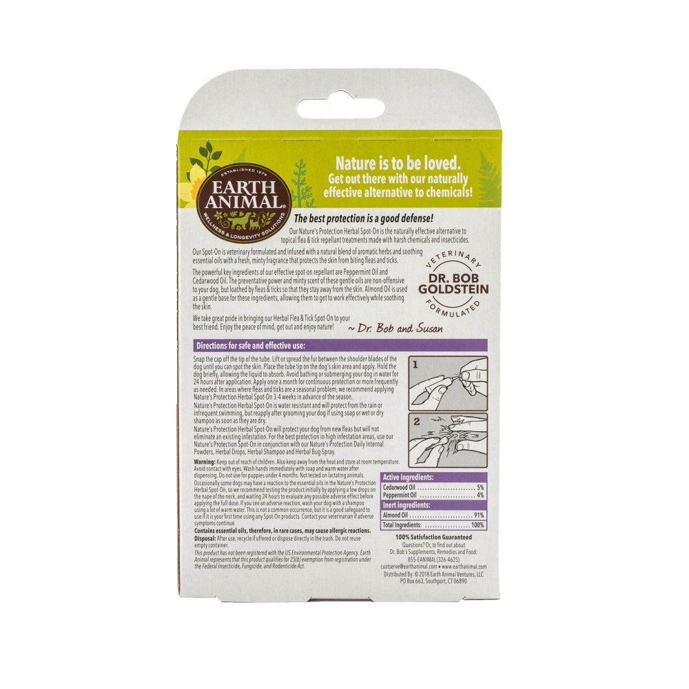 Earth Animal Nature's Protection Flea & Tick Prevention Herbal Spot-On for Large Dogs