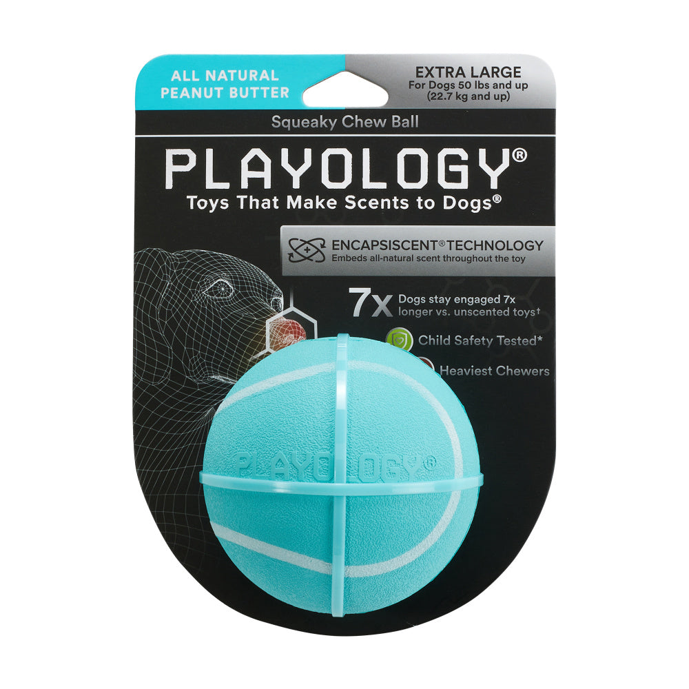 Playology Squeaky Chew Ball Peanut Butter Scented Dog Toy