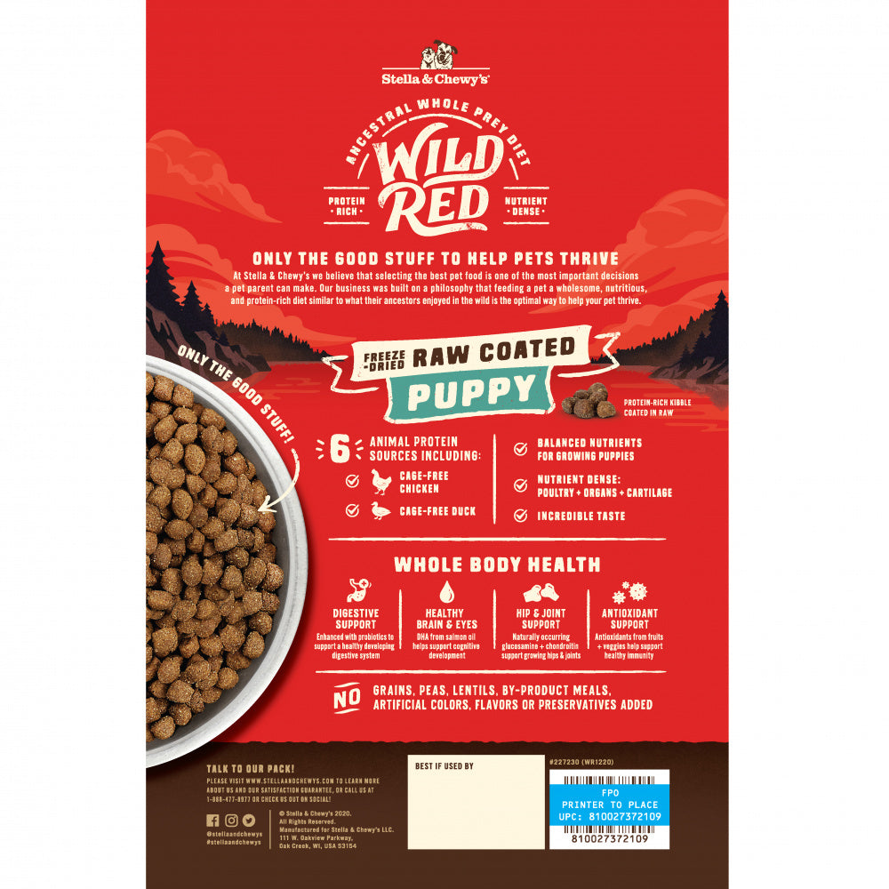 Stella & Chewy's Wild Red Dry Dog Food Raw Coated High Protein Grain & Legume Free Puppy Prairie Recipe
