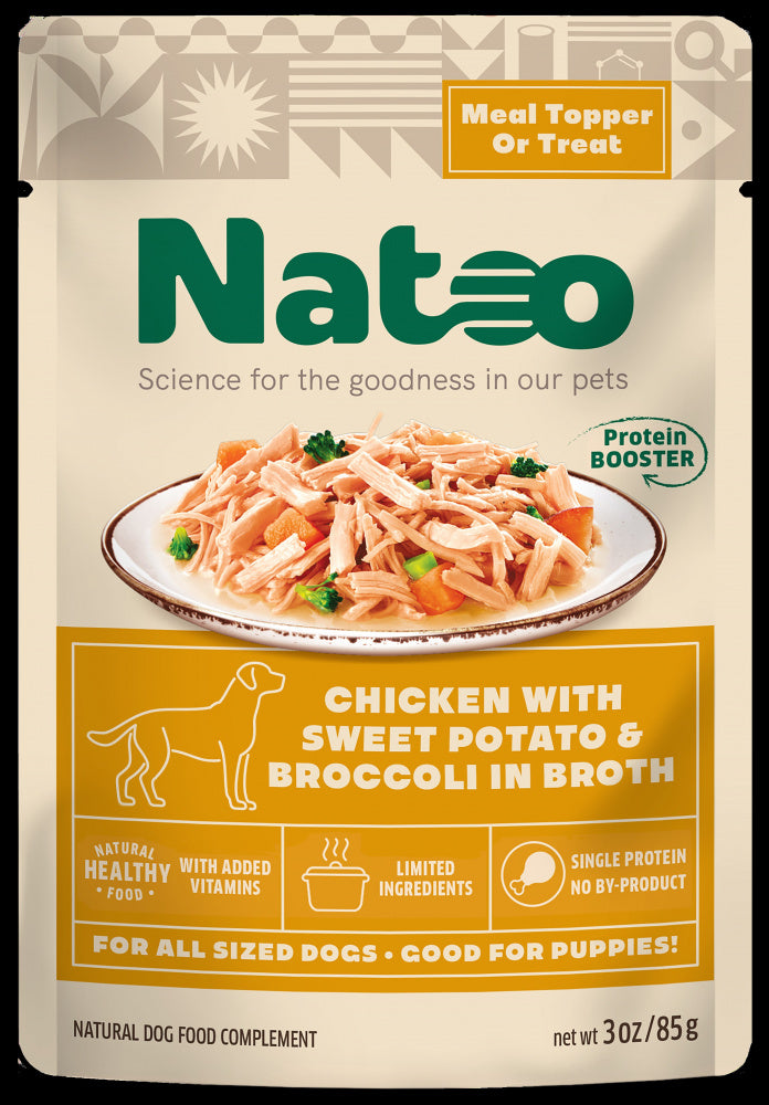 Natoo Wet Meal Topper for dog Chicken with Sweet Potato & Broccoli in Broth