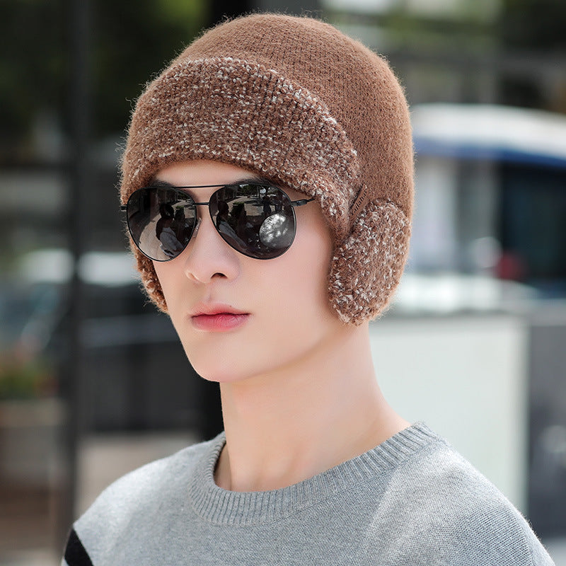 Hat Men's Winter Warm Woolen Hat Thick Knitted Hat