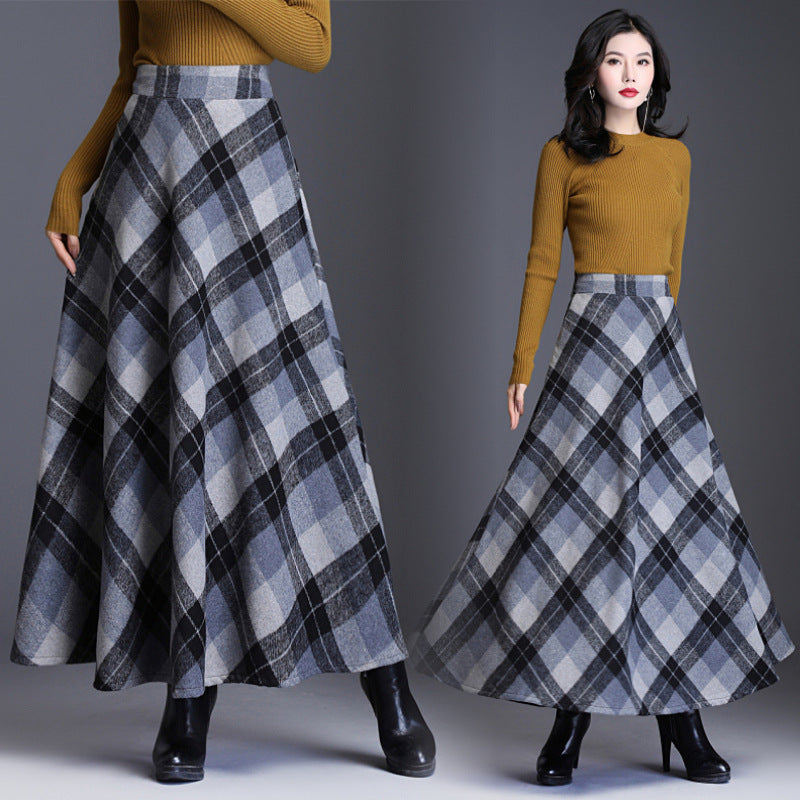 Woolen plaid skirt